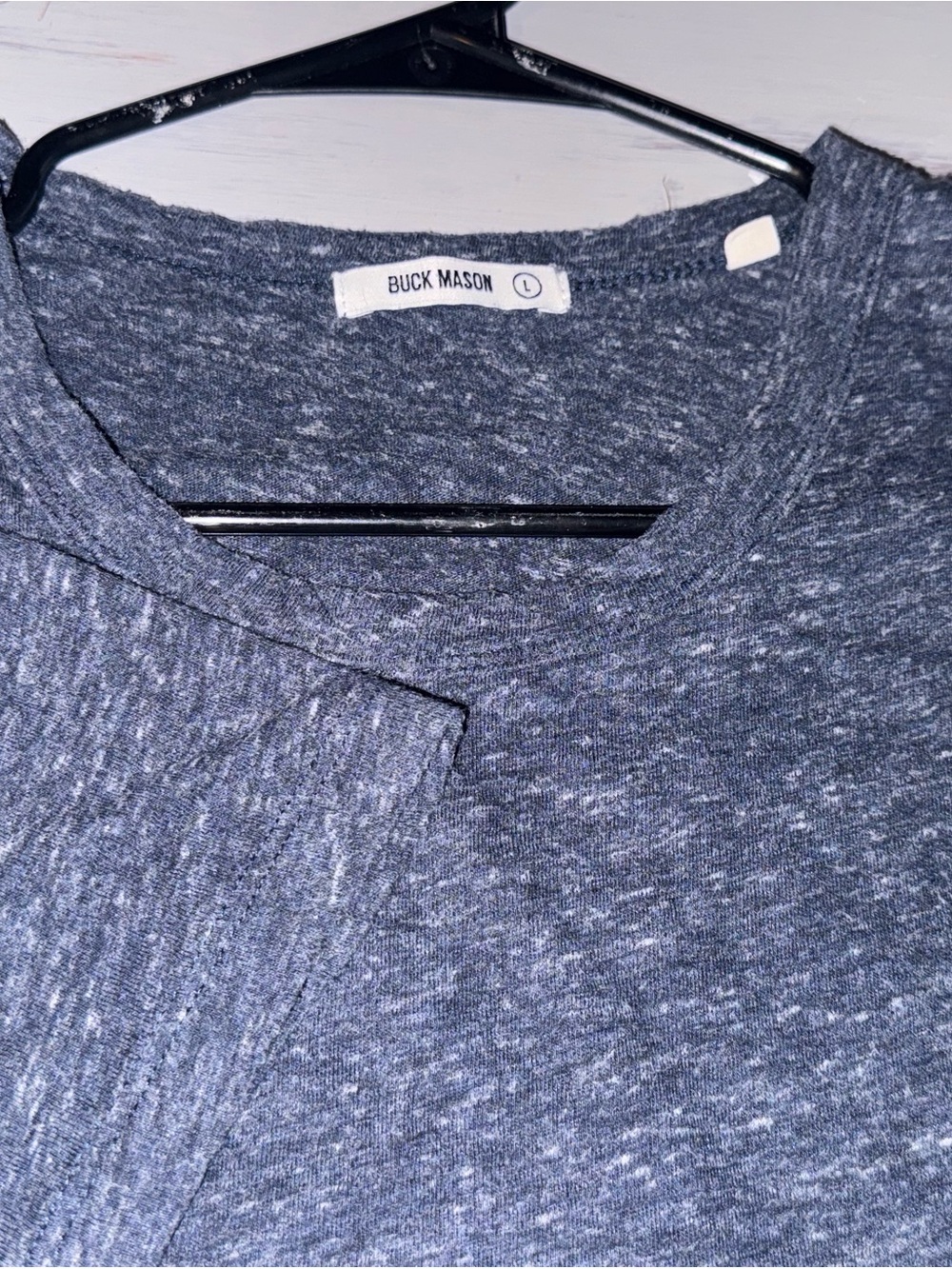 Buck Mason Slub Curved Hem Tee Navy Blue L